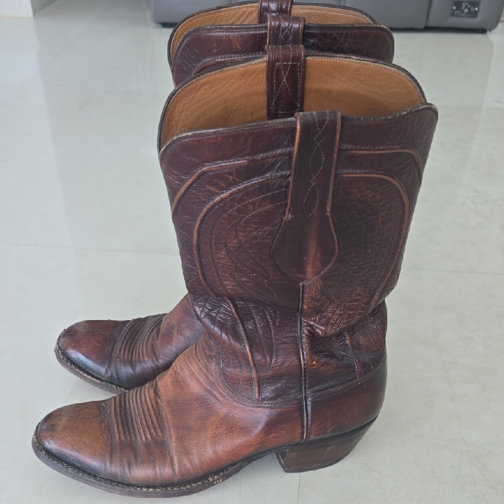 Lucchese Brown Leather Western Cowboy Boots Men's Size 10